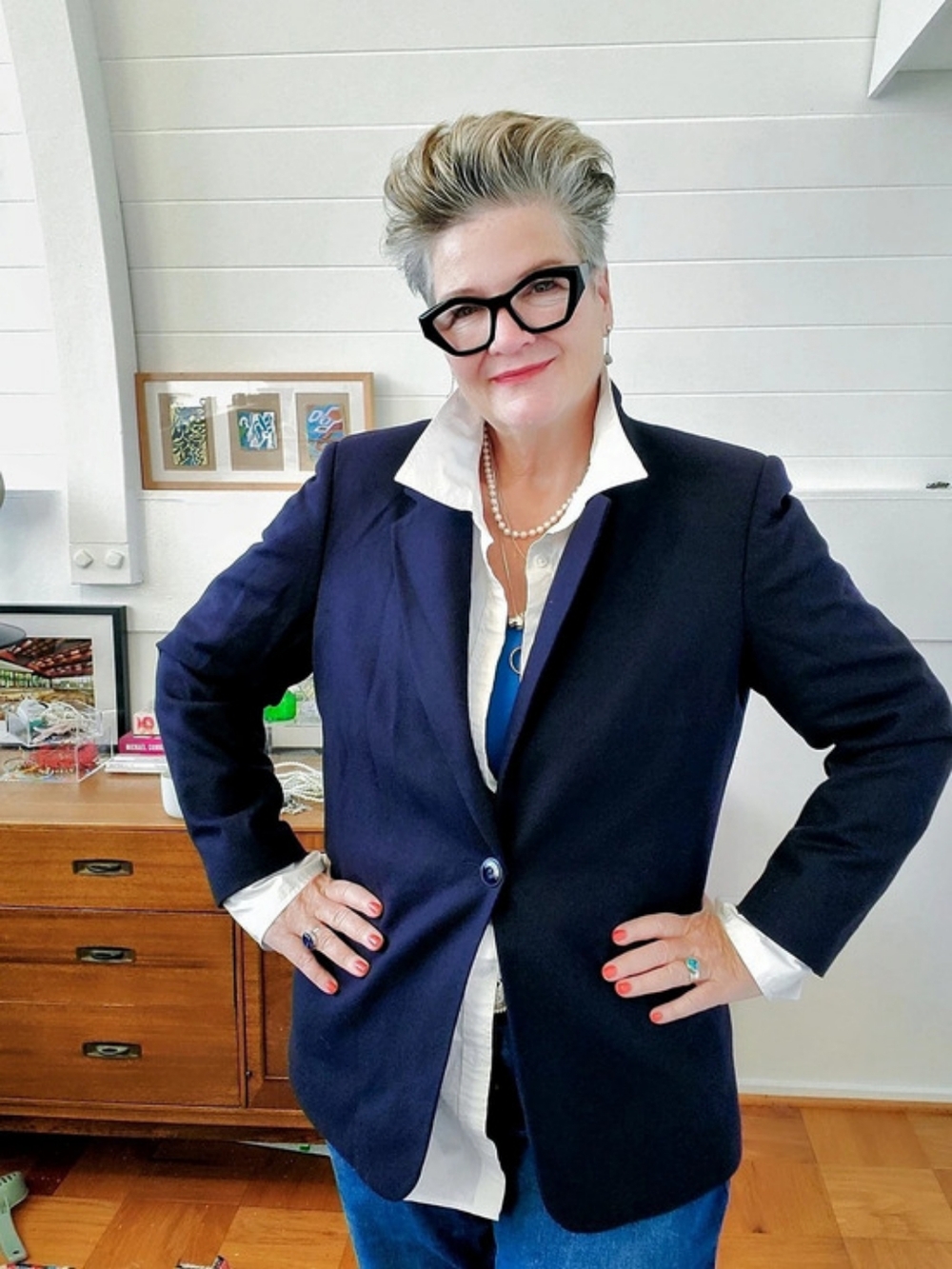 Sag Harbor Wool Women's Blazer Size 18 Dark blue